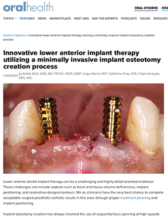 Innovative lower anterior implant therapy utilizing a minimally invasive implant osteotomy creation proces